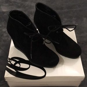 Nine West, black suede, wedge booties
